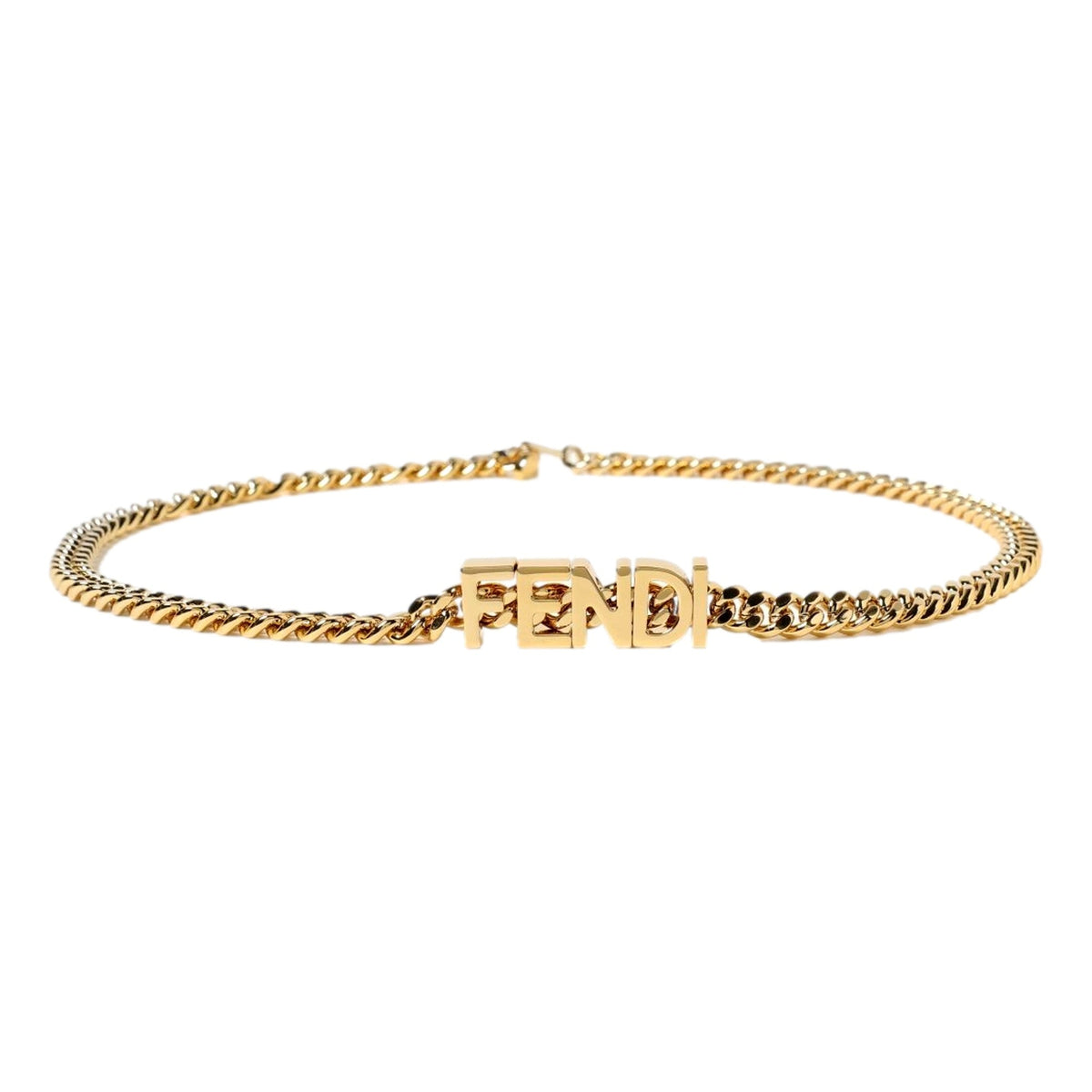 Fendi Lettering Gold Chain Statement Belt Size 65