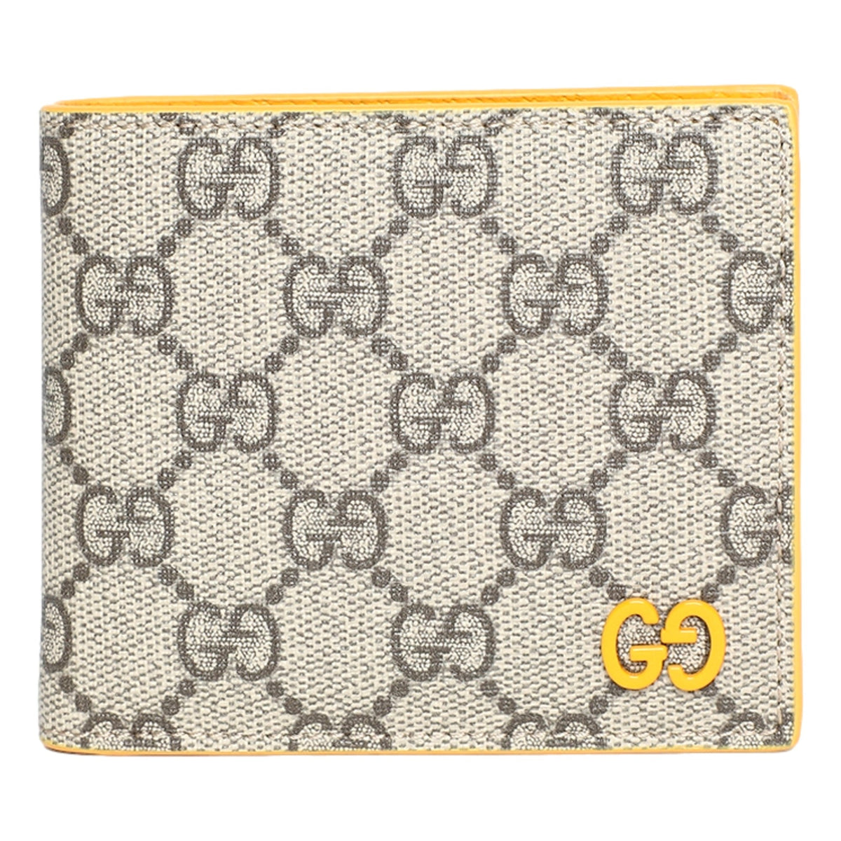 Gucci GG Supreme Canvas Leather Beige Yellow Bifold Wallet