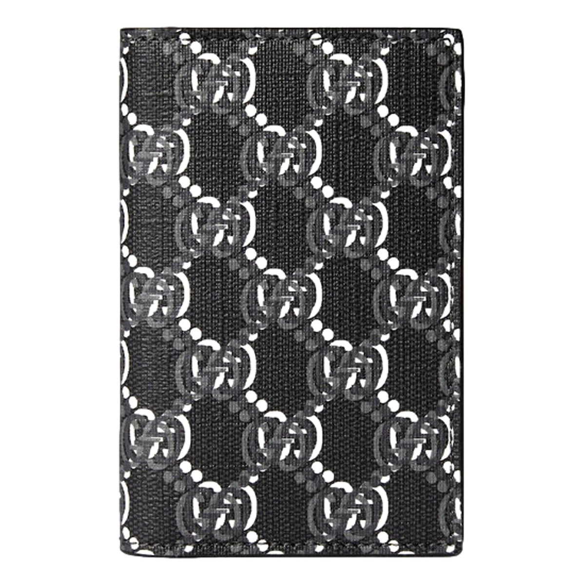 Gucci GG Shadow Black White Vertical Bifold Card Wallet