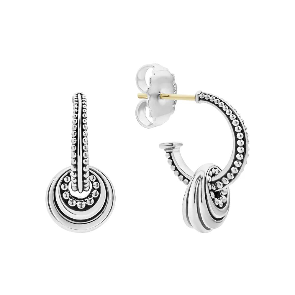 Lagos Fluted Disc Beaded Hoop Earrings