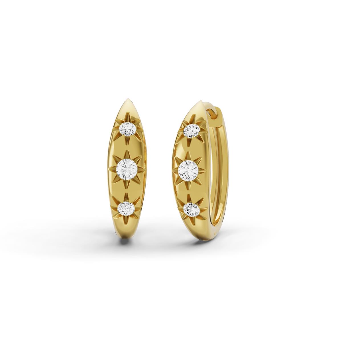 Prestige Boutique Diamonds Three Stone Lab Diamond Huggies Hoops Size 0.2 CTW