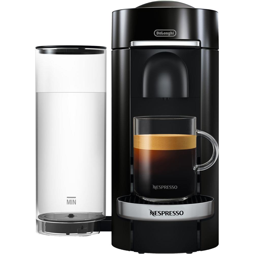 Delonghi VertuoPlus Deluxe Coffee & Espresso Single-Serve Machine in Piano Black with Chrome Detailing
