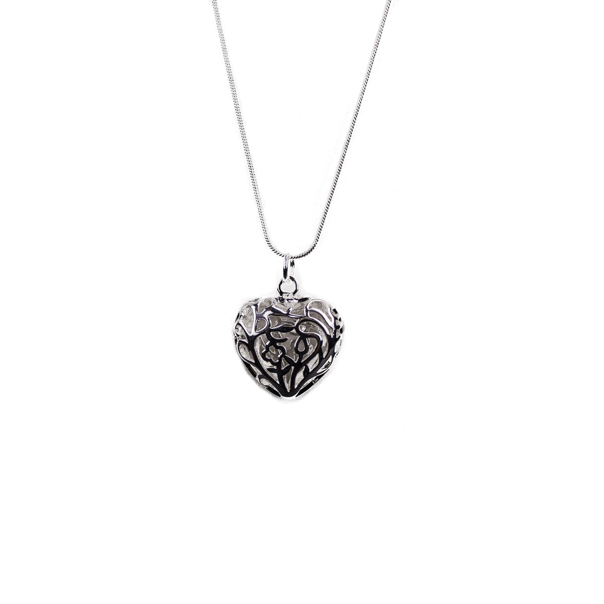 Completely Bella Silver Plated Ornamental Heart Pendant Necklace