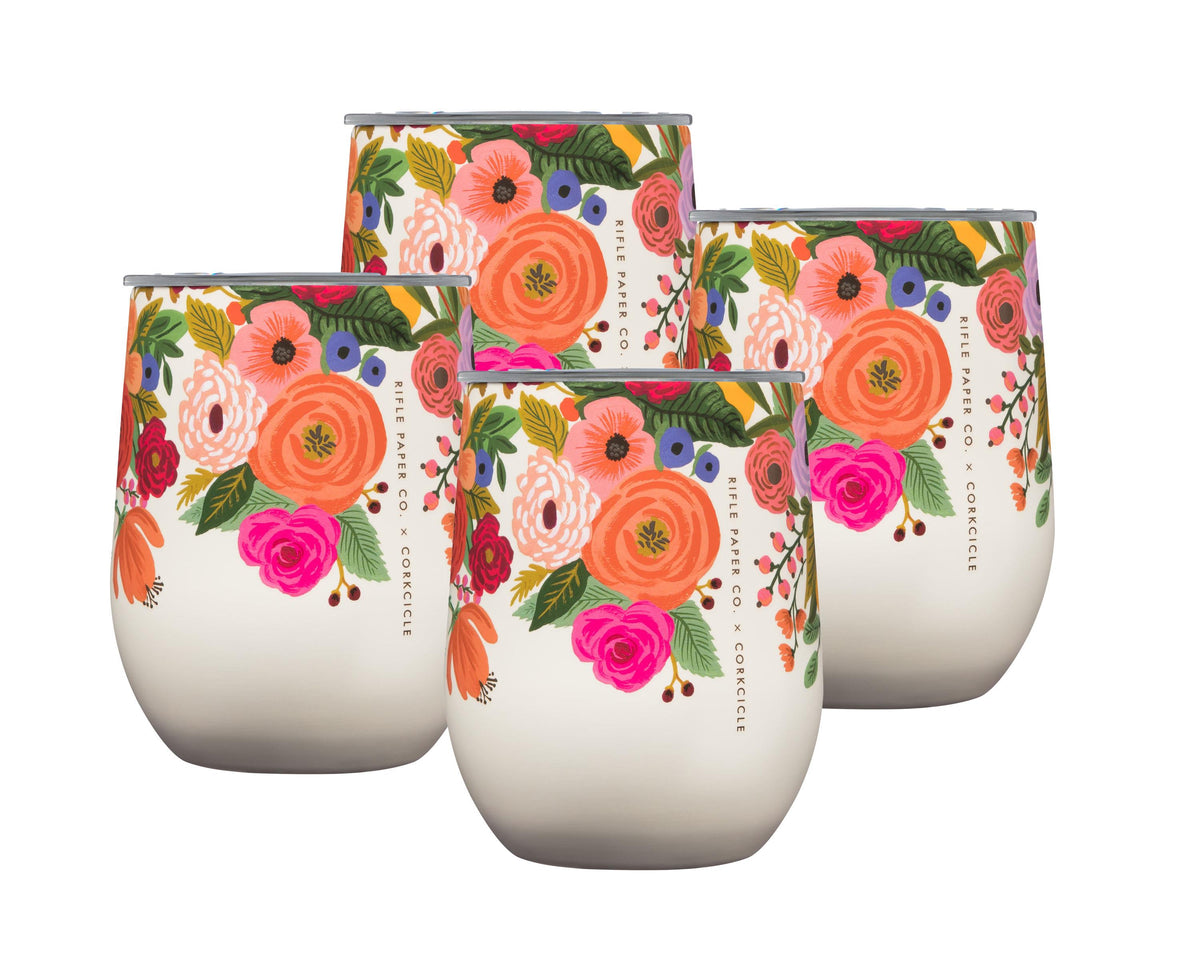 Corkcicle 12oz Stemless Wine Cup - Rifle Paper Garden Party, 4 Pack