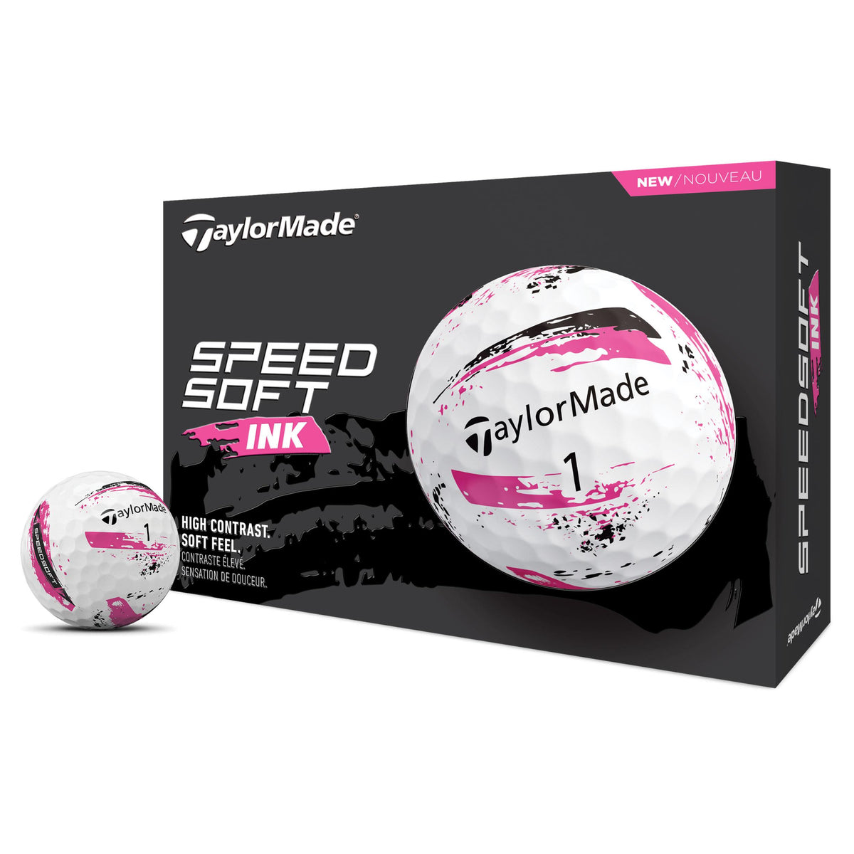 TaylorMade SpeedSoft Ink Pink 2024 Golf Balls - 1 Dozen