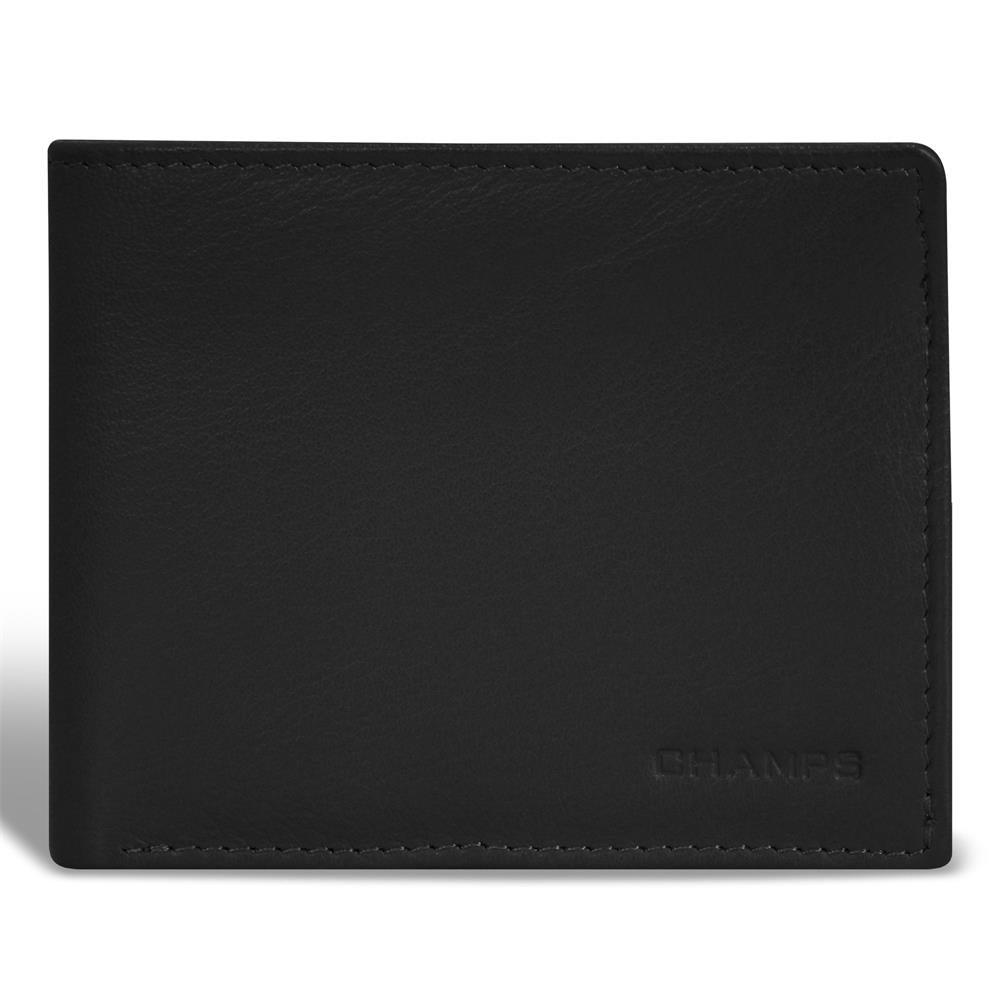 Champs Luggage Onyx Leather Zip Bi-Fold Wallet Size 4.5"x3.5"