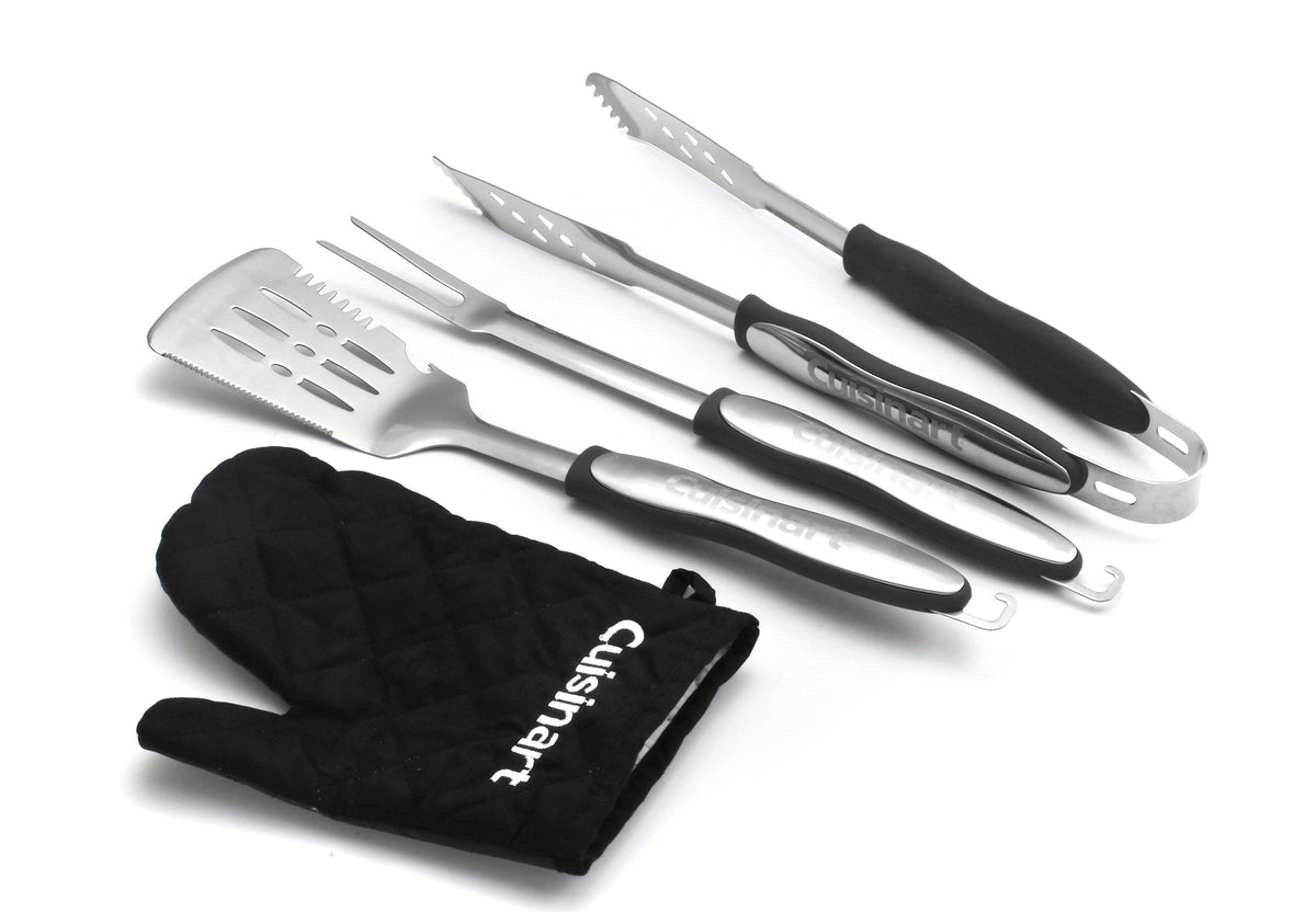 Cuisinart Outdoors 3pc Grilling Tool Set w/ Black Grill Glove Black