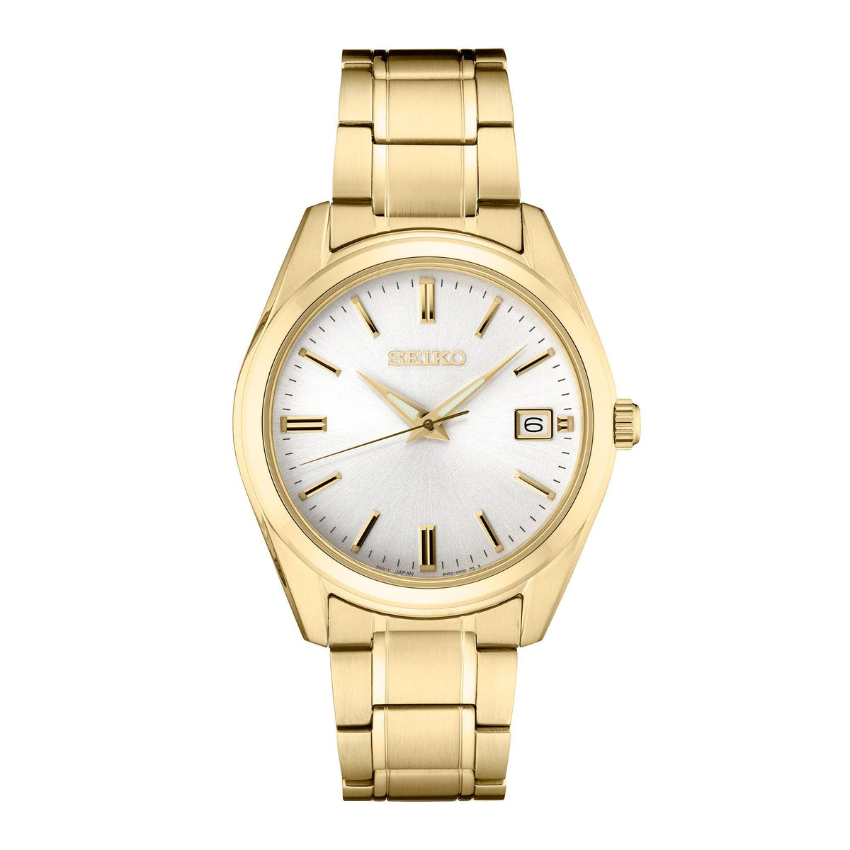 Seiko Mens Essentials Gold-Tone Stainless Steel Watch White Dial