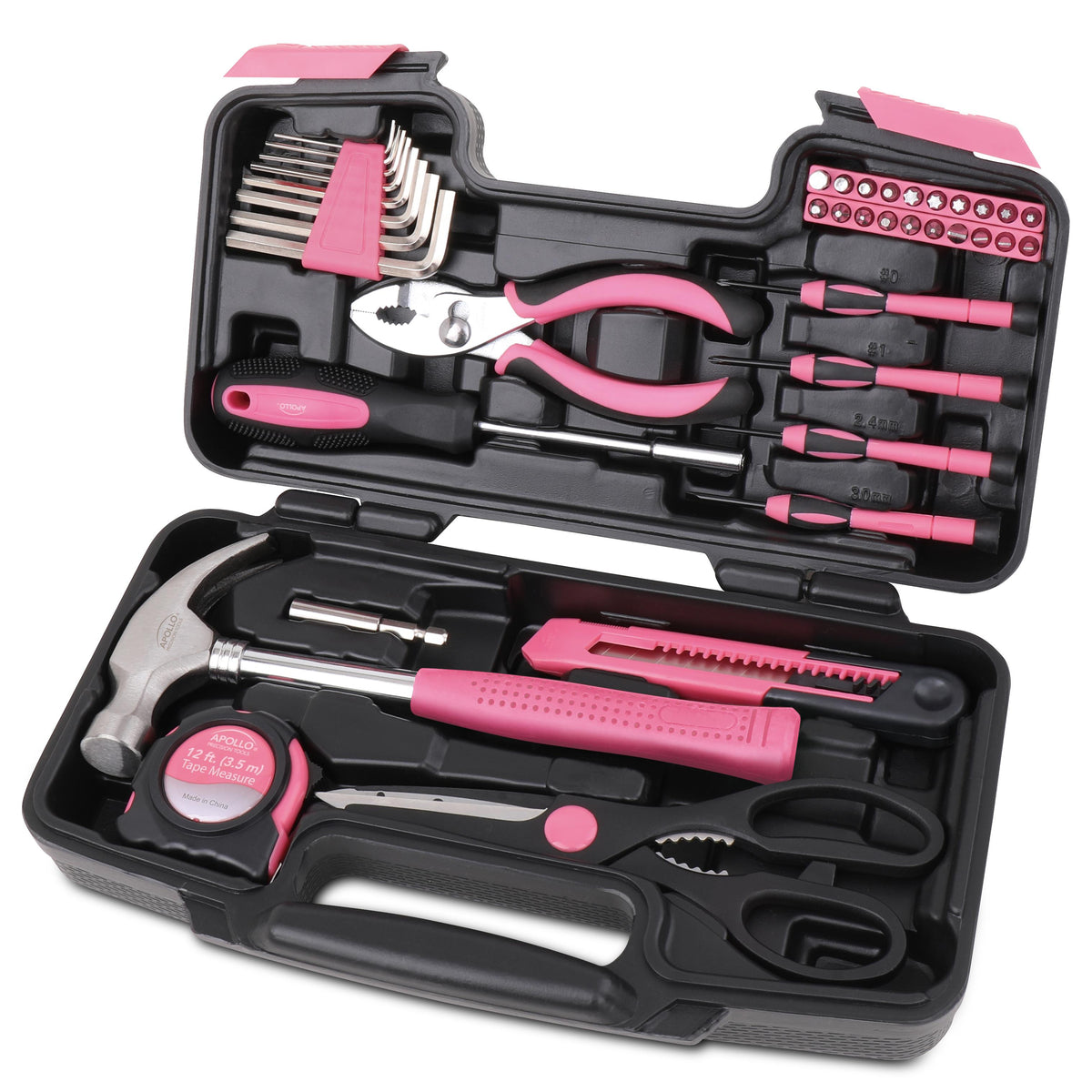 Apollo Tools 39 Piece General Tool Set - Pink