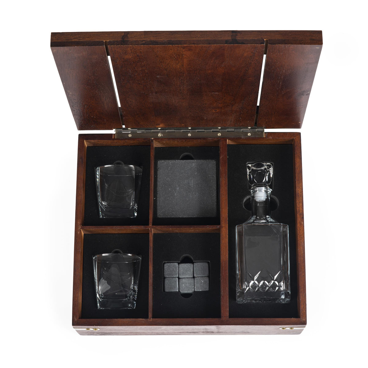 Picnic Time Whiskey Box with Decanter - Dark Stain Parawood