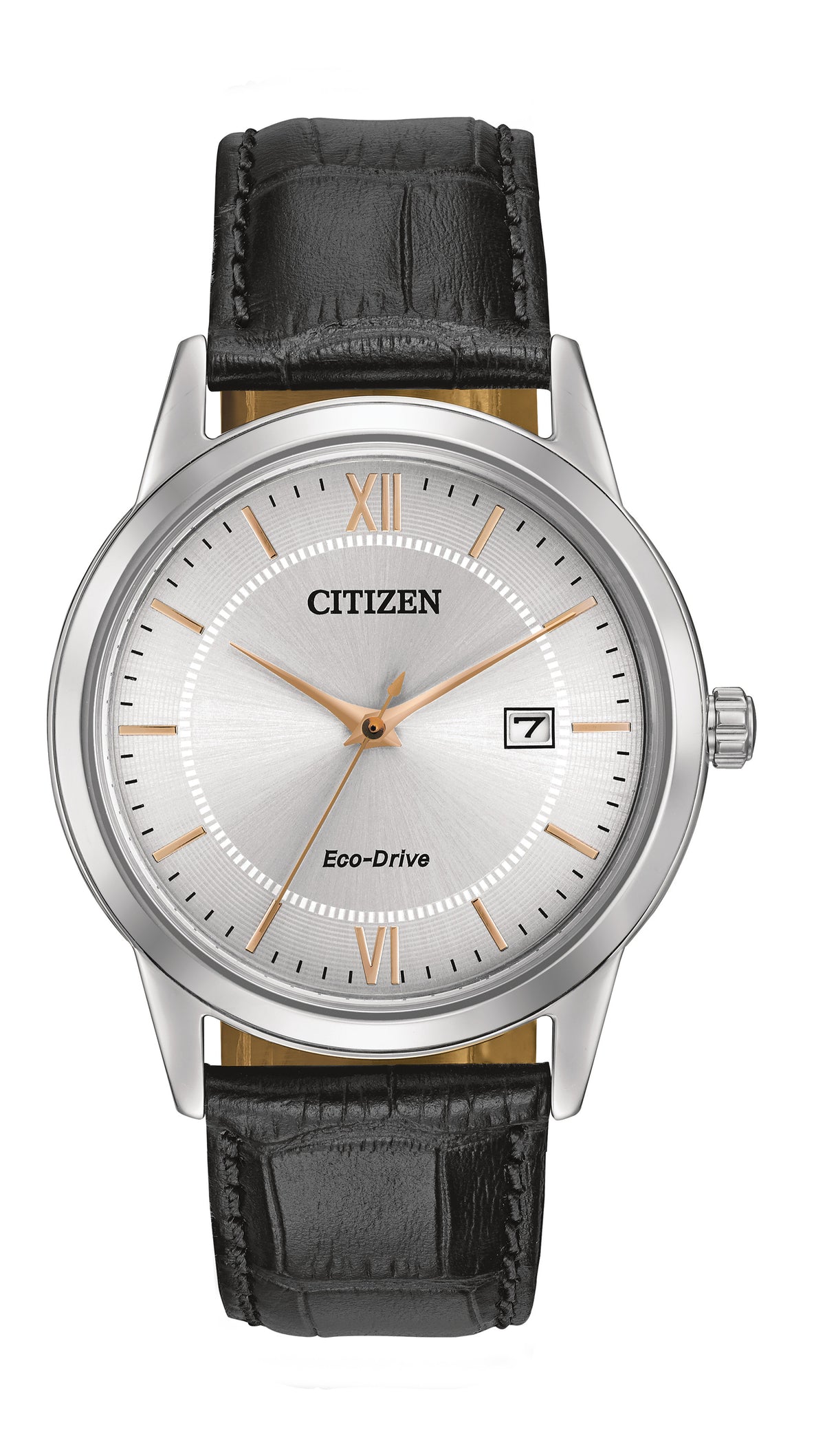 Citizen Watch Men's Classic Eco-Drive Leather Strap watch, Silver-Tone dial