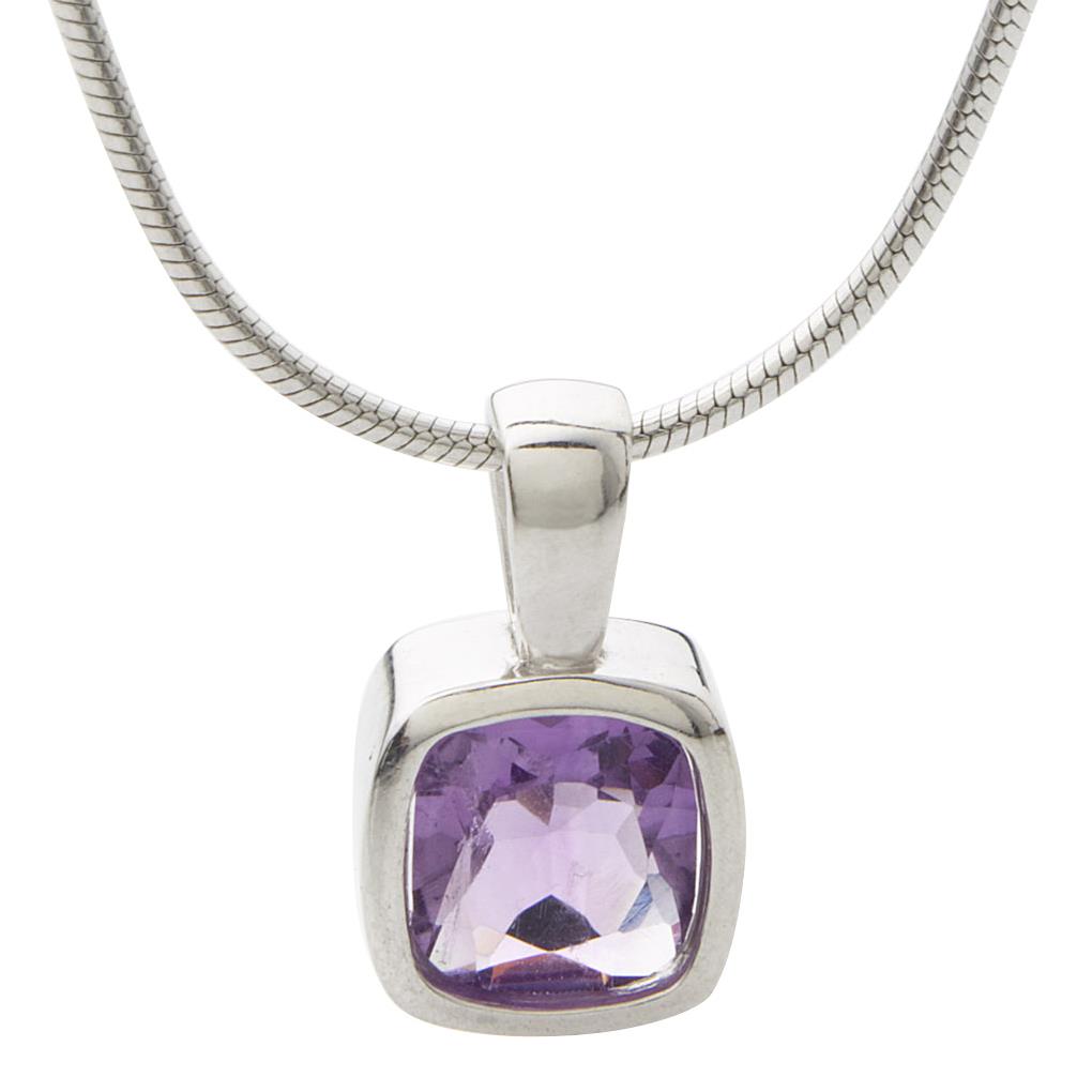 Jilco Purple Amethyst Necklace w/ Stainless Steel Chain