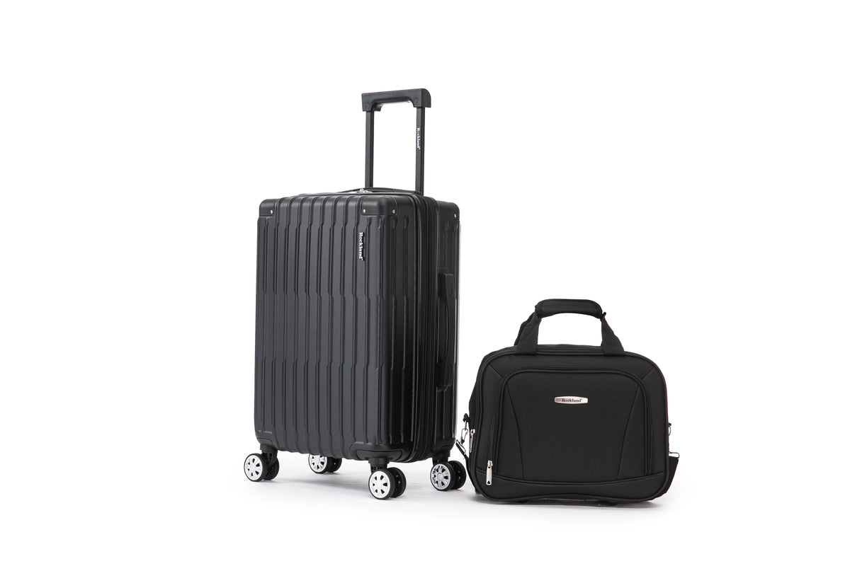 Rockland Luggage Napa Valley 20" Expandable ABS Uright Spinner & 14" Tote - Black
