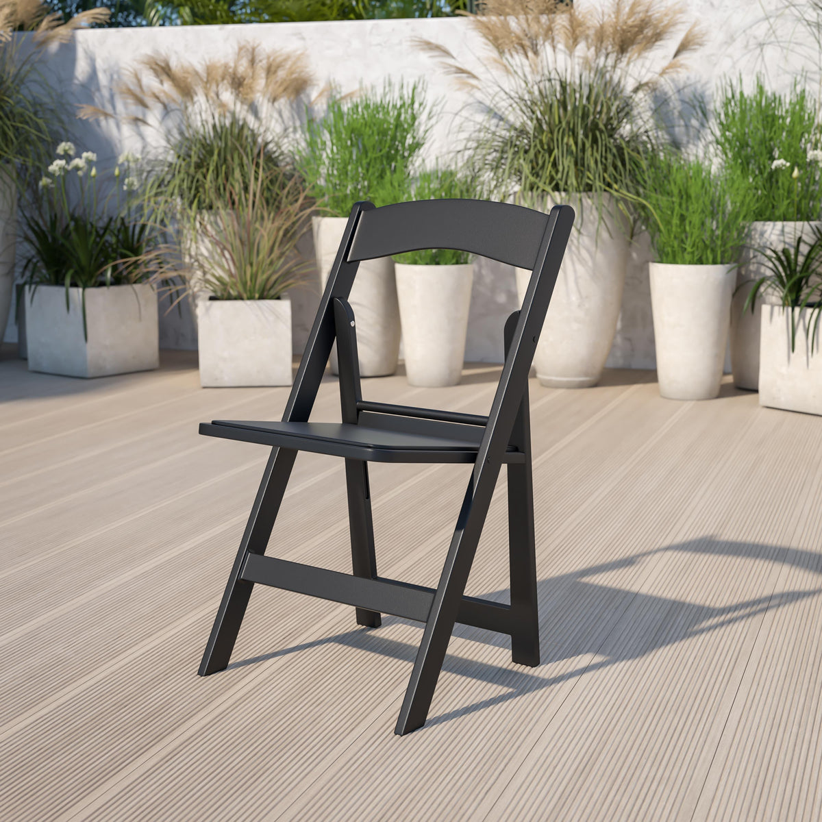 Flash Furniture Folding Chair - Black Resin - 1000LB Weight Capacity - Vinyl Seat