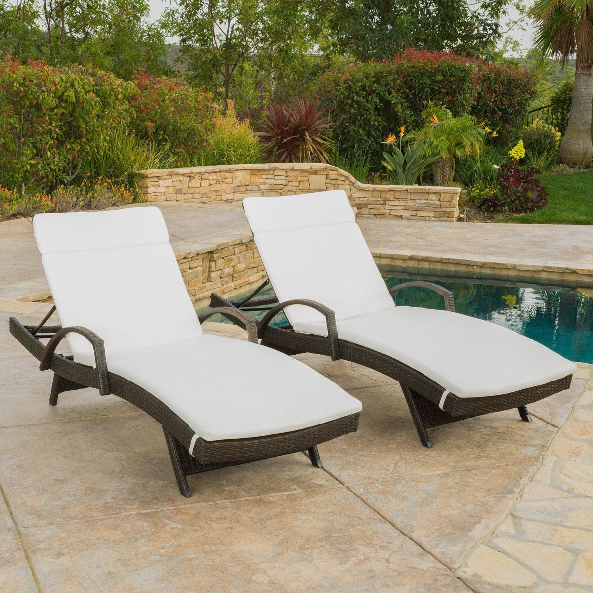 Stark Home Anthony Outdoor Wicker Armed Lounge Chair Set (2)