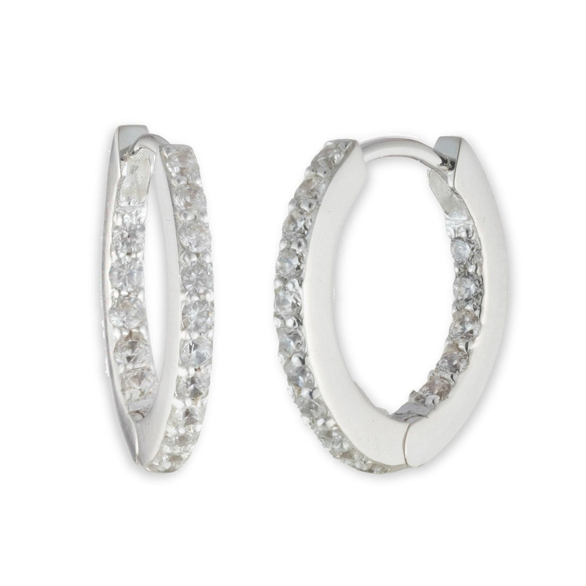 Polo Ralph Lauren Sterling Silver Crystal Huggie Hoops