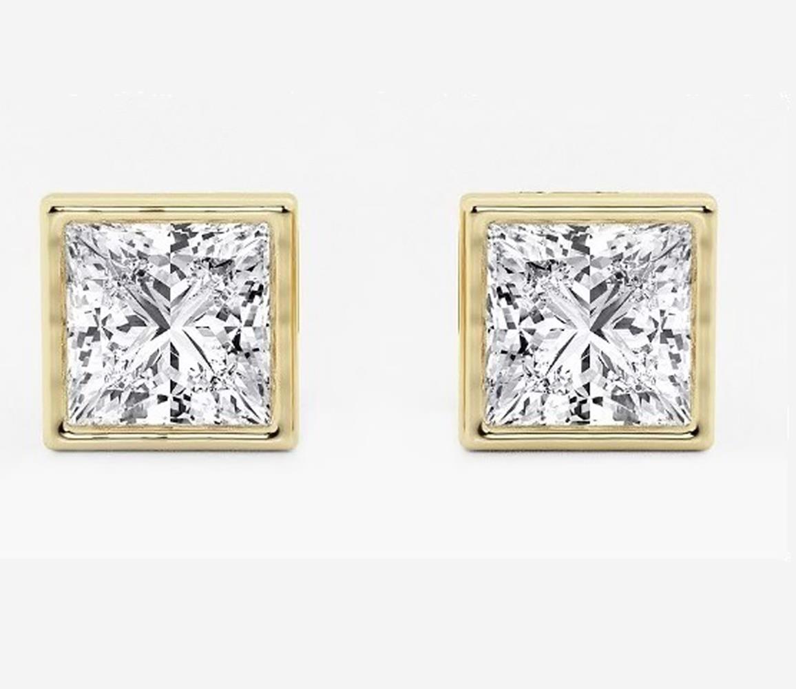Prestige Boutique Diamonds Lab Grown Princess Diamond Stud P-Back Size 1.50 TCW