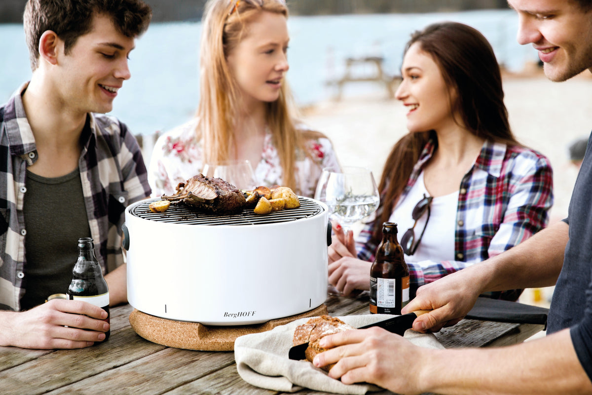 BergHOFF Tabletop BBQ, White, 13.75 x 8.75"