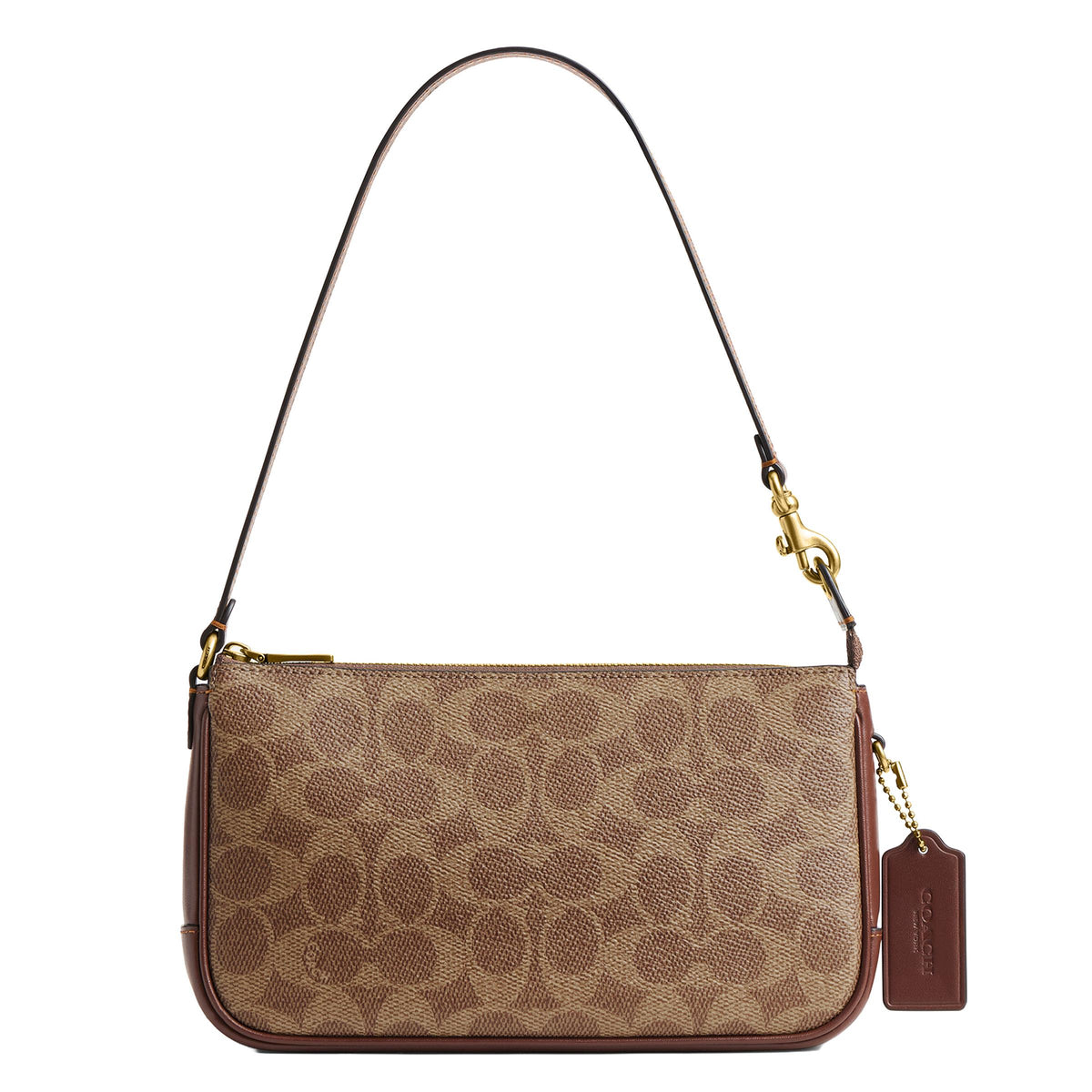 COACH Coated Canvas Signature Plaza Bag 22 -Tan Brown/Brass