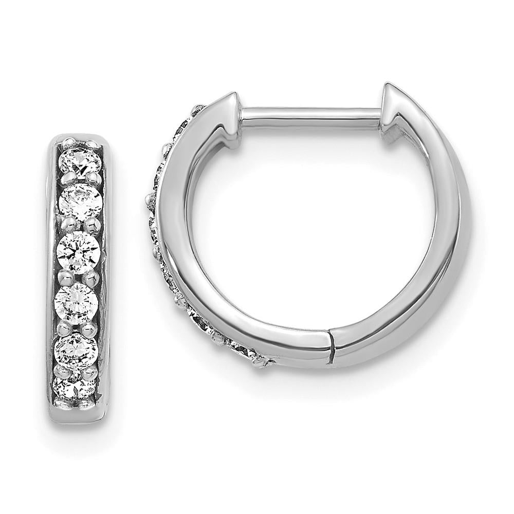 Distinctive 14K White Gold Lab Grown Diamond Hinged Hoop Earrings, .27ctw