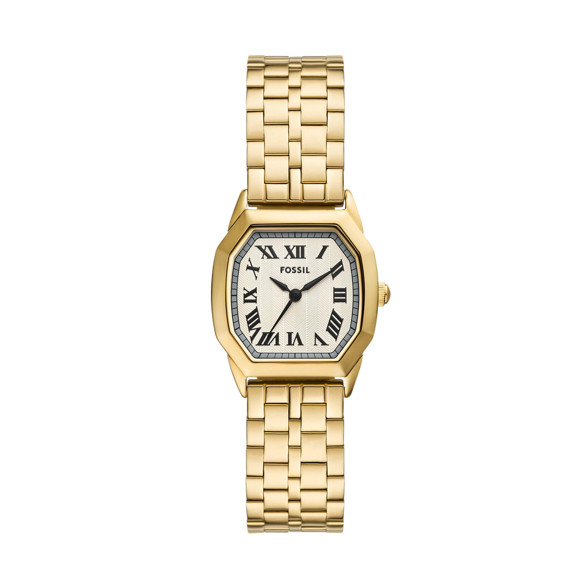 Fossil Ladies Harlow Gold-Tone Stainless Steel Octagon Watch Cream Dial