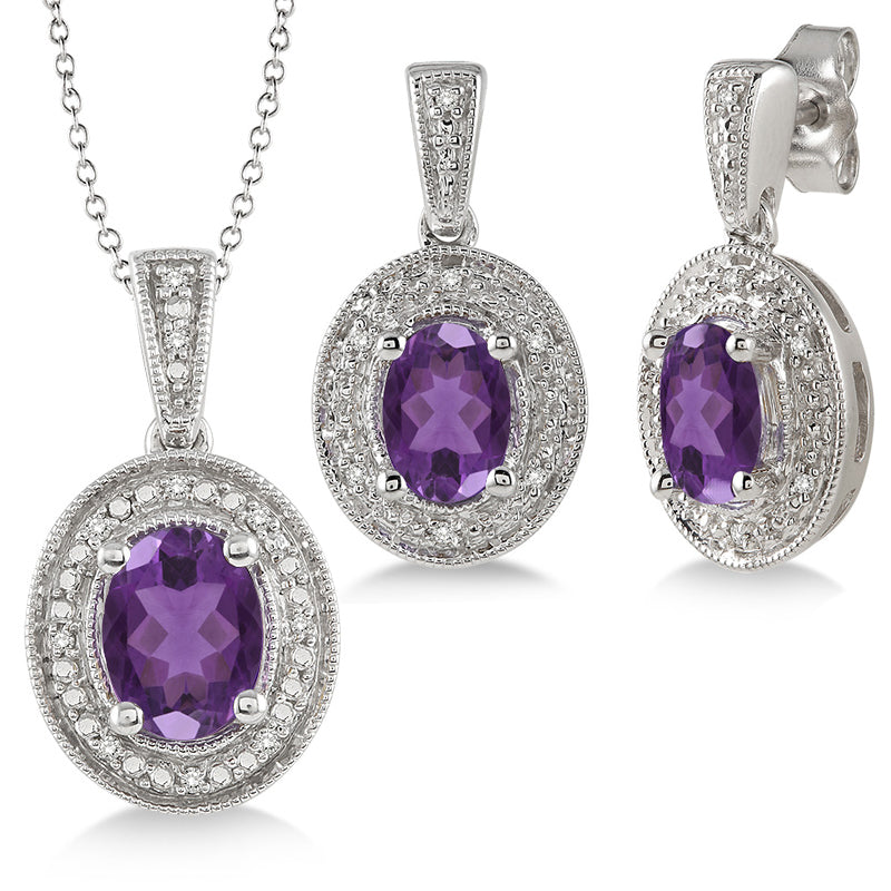 Jilco Inc Amethyst & Diamond Set