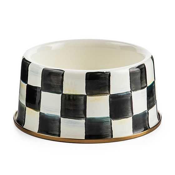 MacKenzie-Childs Sterling Check Medium Pet Dish