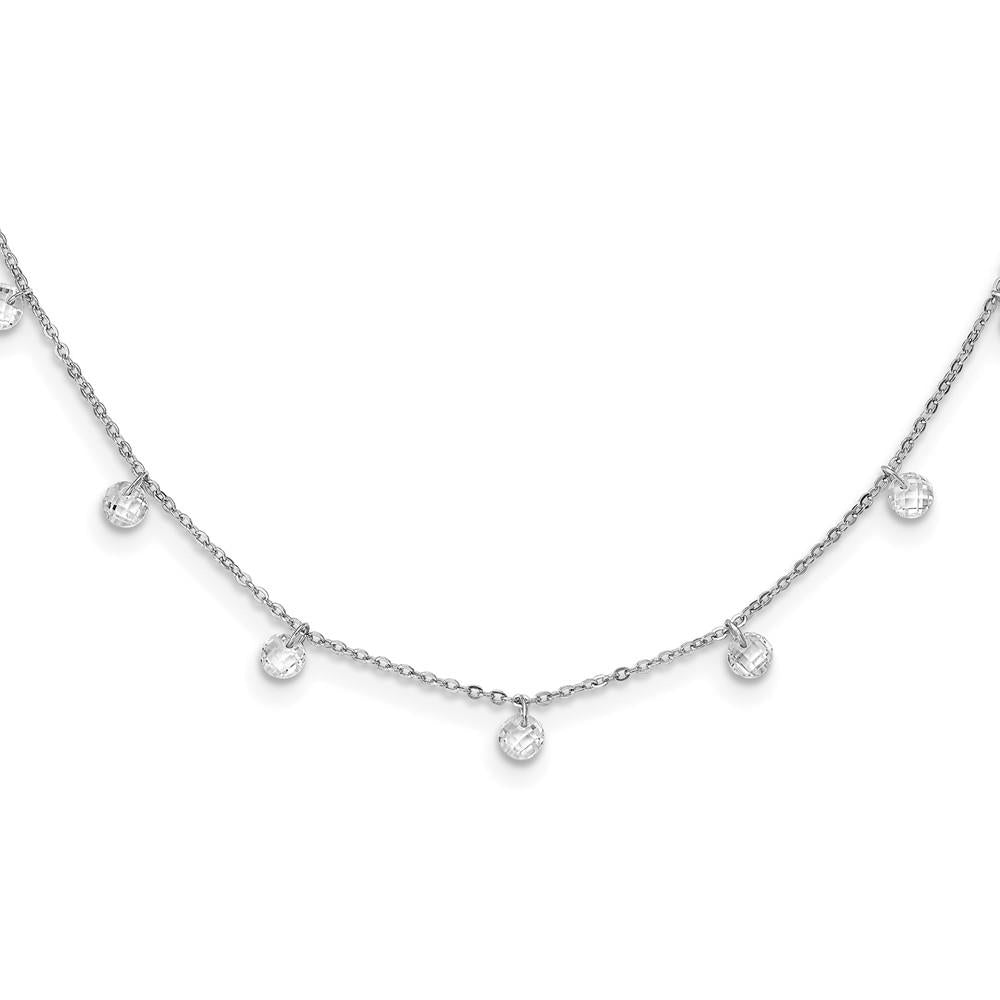 Distinctive Sterling Silver Rhodium-plated CZ Necklace