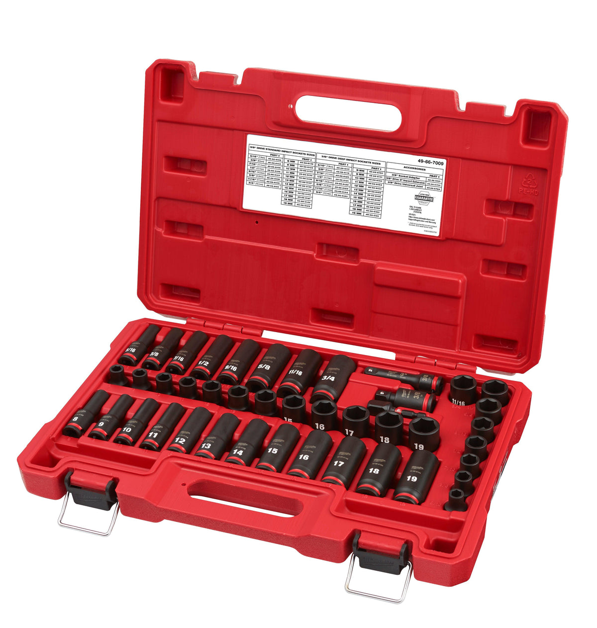 Milwaukee 43pc SHOCKWAVE Impact Duty 3/8" Drive SAE & Metric Deep 6 Point Socket Set