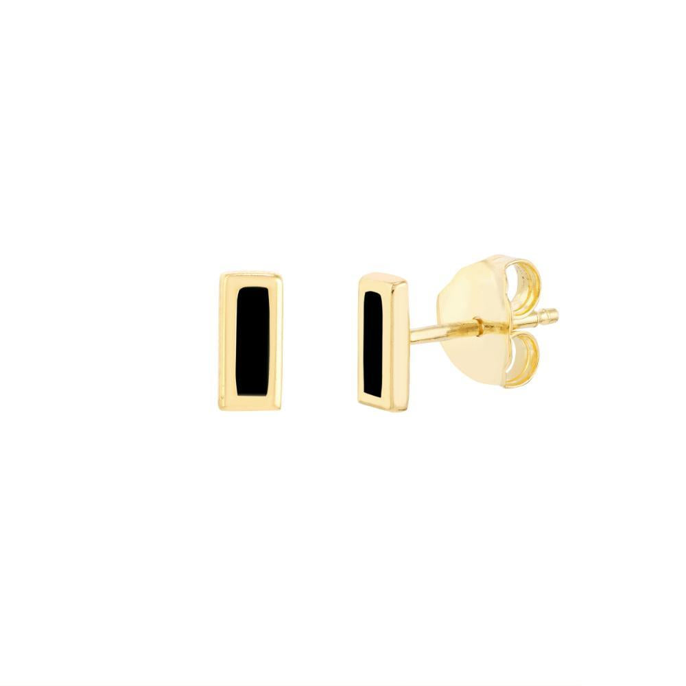 HAWLEY ST Onyx Enamel Staple Stud Earrings