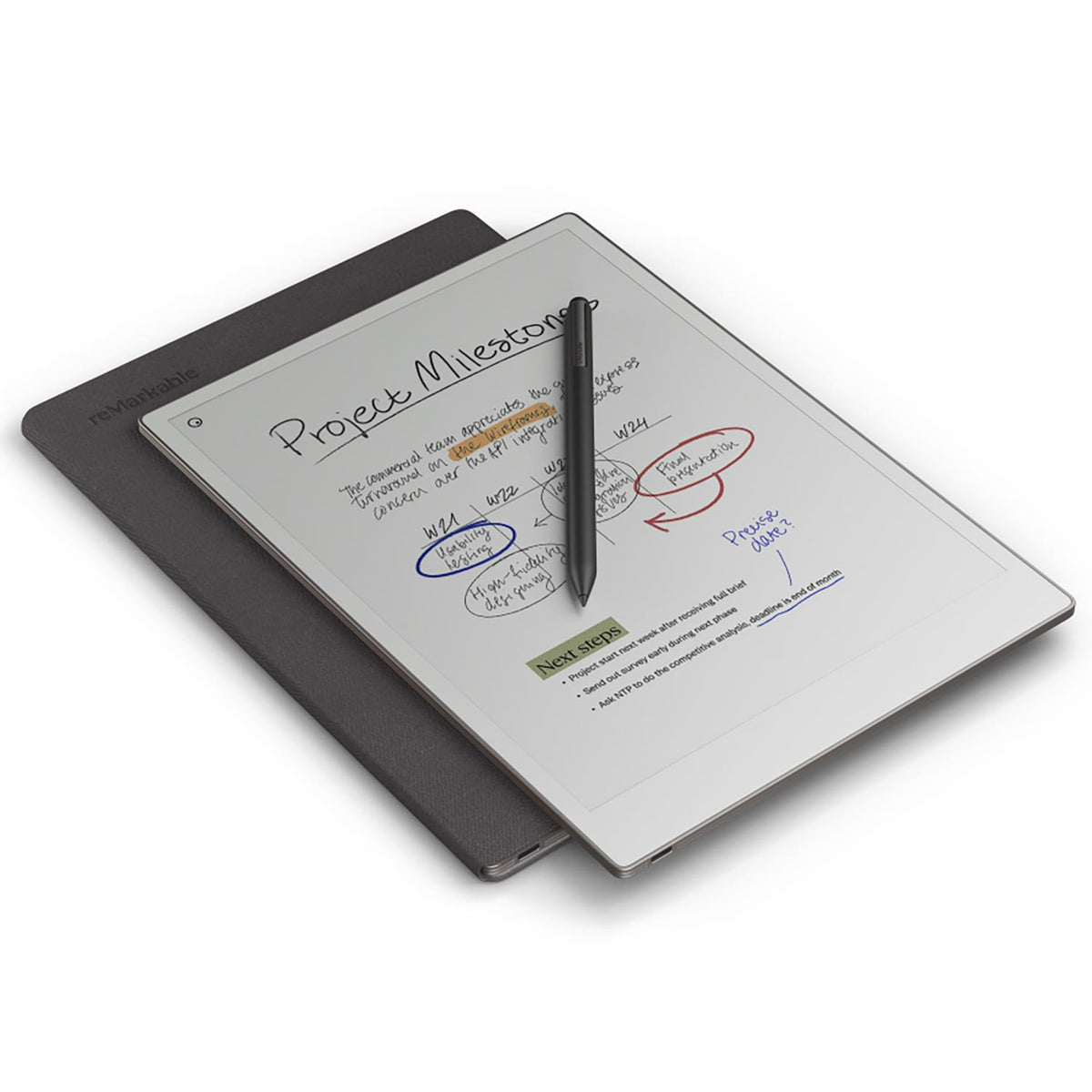 reMarkable Paper Pro - 11.8" Paper Tablet with Marker Plus and Book Folio in Mosaic Weave - Basalt