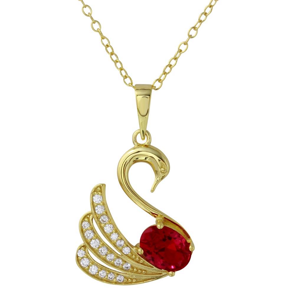 PARIKHS Gold Plated Swan Necklace with CZ in 925 Sterling Silver