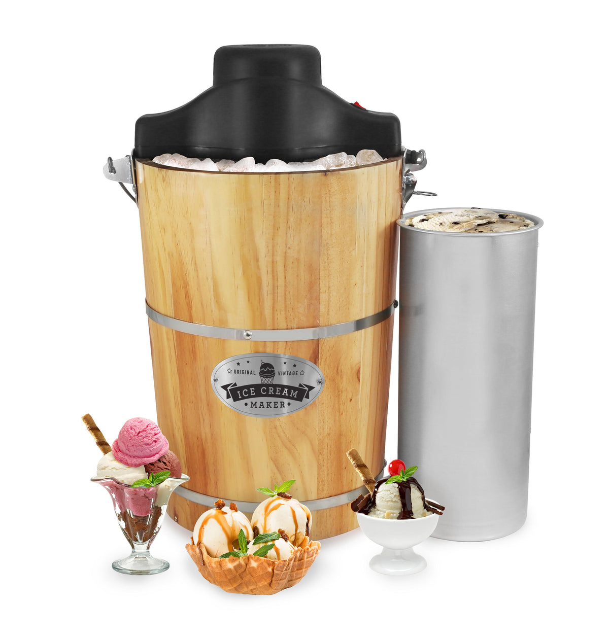 Elite Gourmet Gourmet 6qt Old-Fashioned Electric Ice Cream Maker