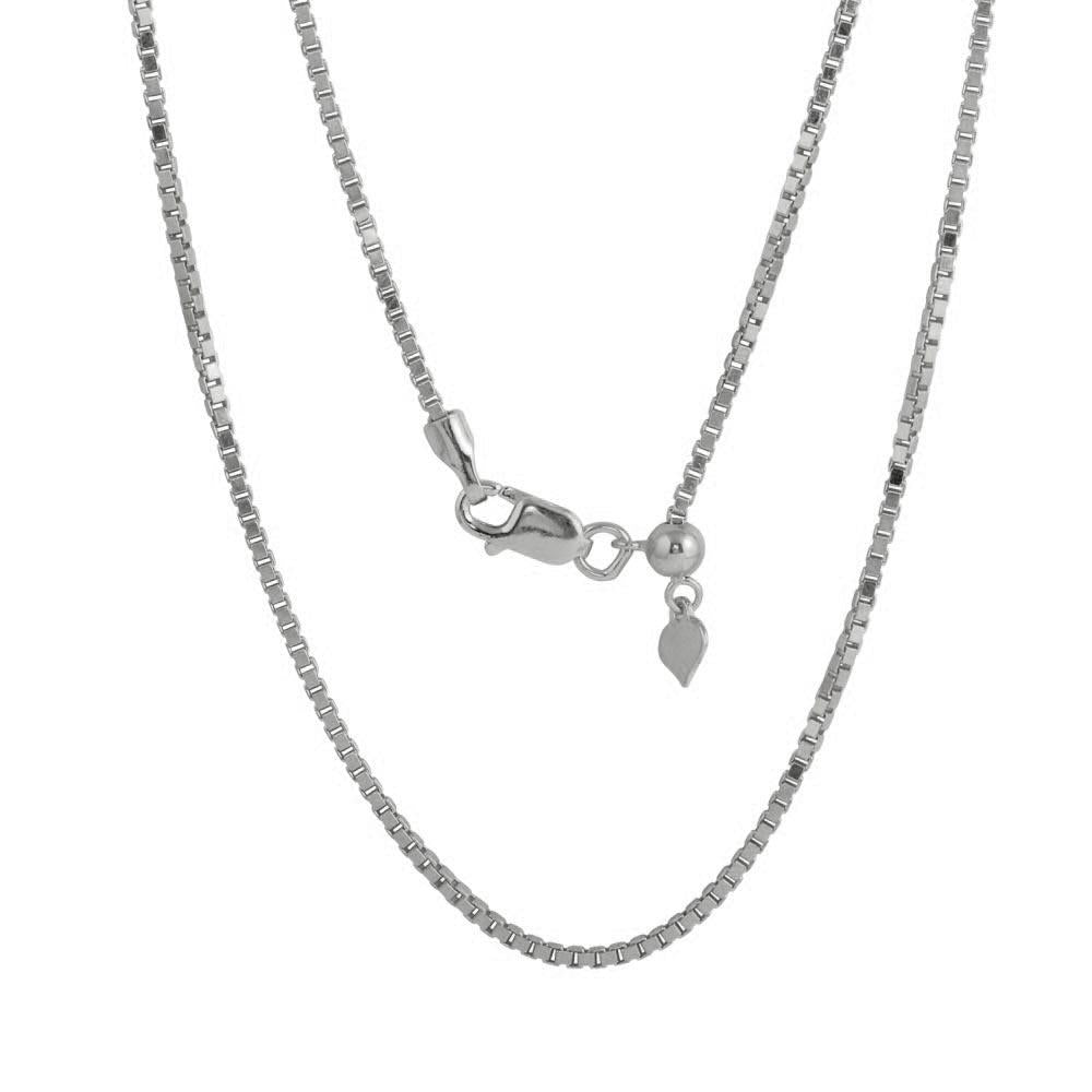 PARIKHS Rhodium Plated Adjustable Box Slider Chain with Hanging Heart in 925 Sterling Silver