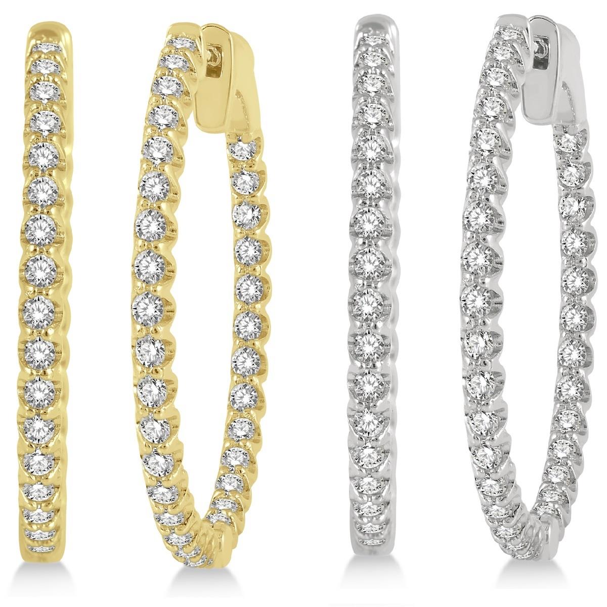Jilco Inc White Gold and Yellow Gold Inside Out Hoop Earrings Set