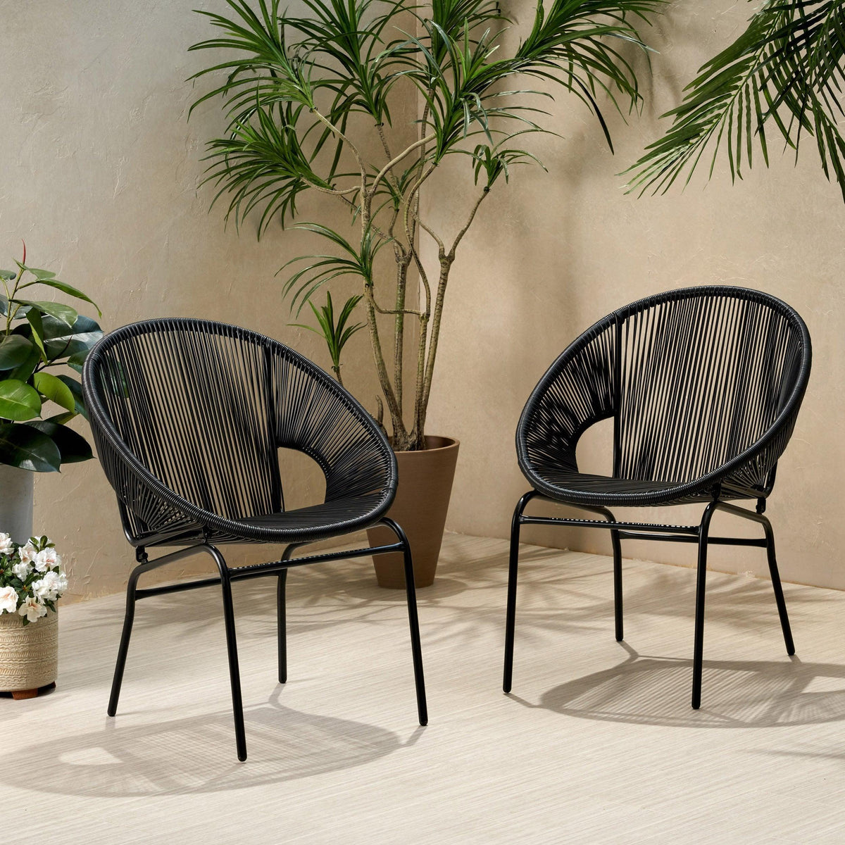 Stark Home Chrissy Outdoor Modern Faux Rattan Club Chairs (2)