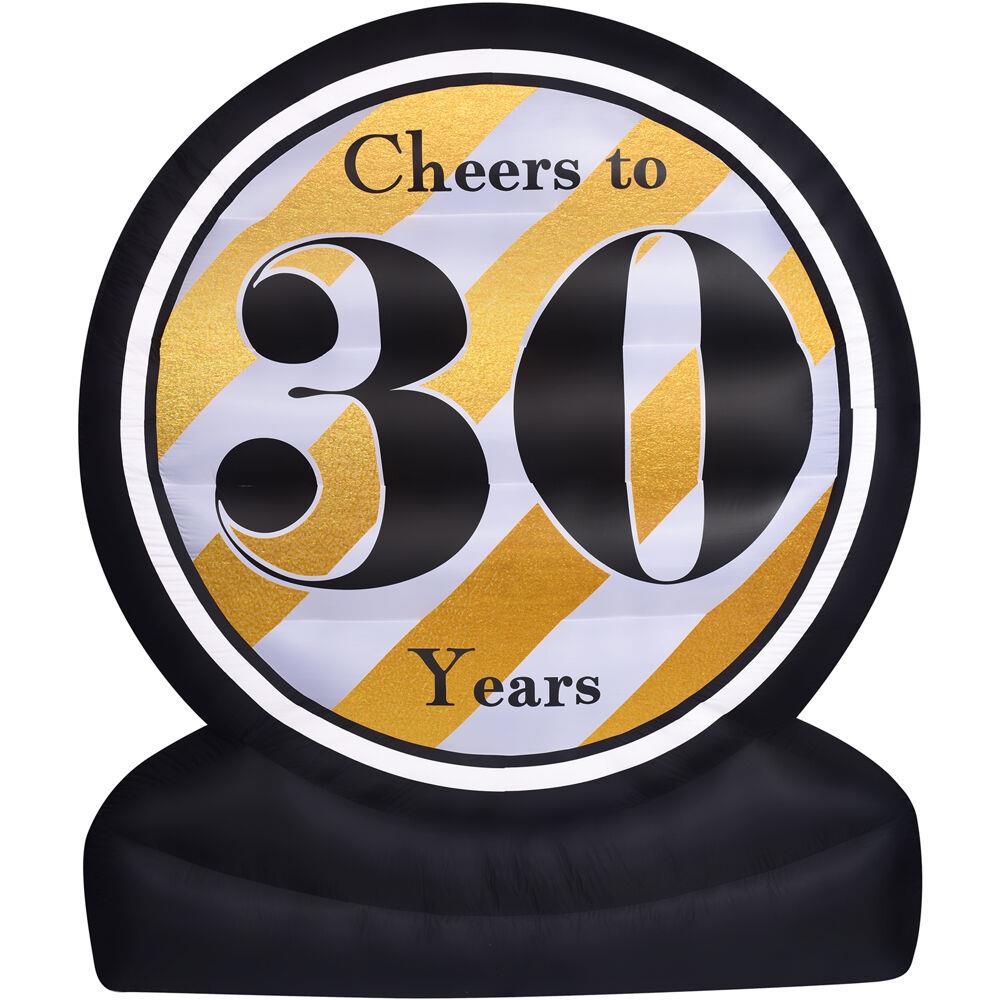 Fraser Hill 8-Ft. Tall Cheers to 30 Years Birthday or Anniversary Milestone, Outdoor Blow-Up Inflatable with Lig