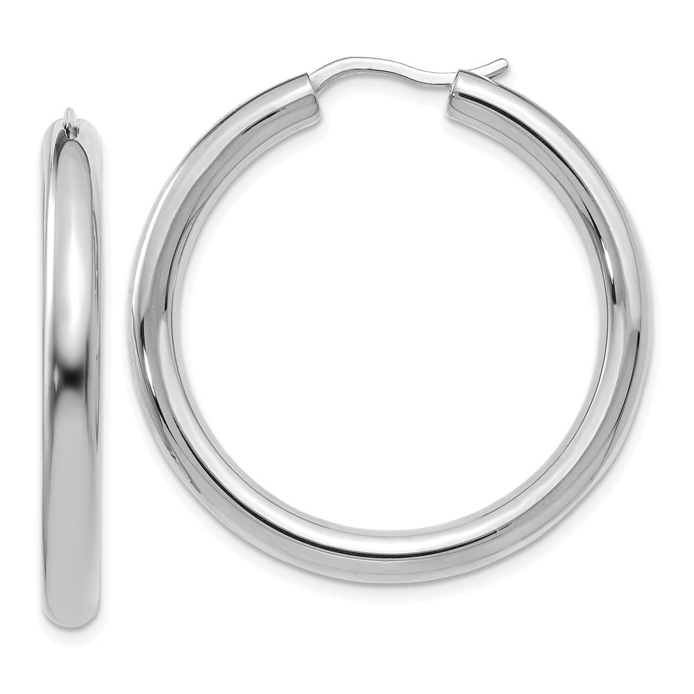 Distinctive Sterling Silver Rhodium-plated 3.5mm Tube Earrings