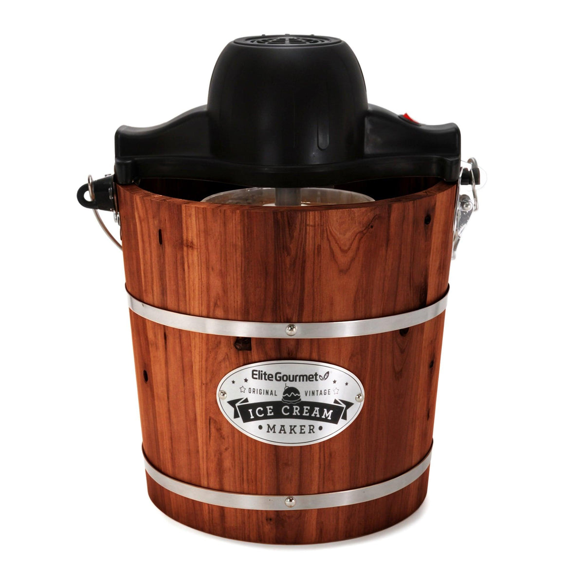 Elite Gourmet 4qt Old Fashioned Electric Ice Cream Maker Appalachian Walnut