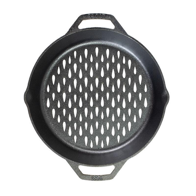 Lodge - 12-Inch Seasoned Cast Iron Dual Handle Grilling Basket