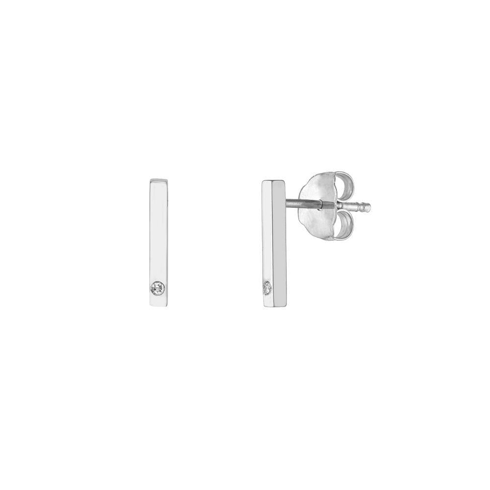 HAWLEY ST Mini Staple Bar Earrings with Diamond