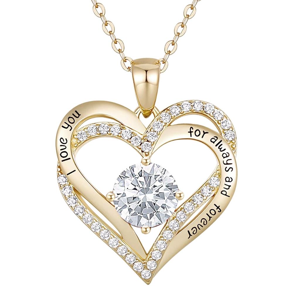 GENEVIVE Twin Classic Heart Necklace Size 18"