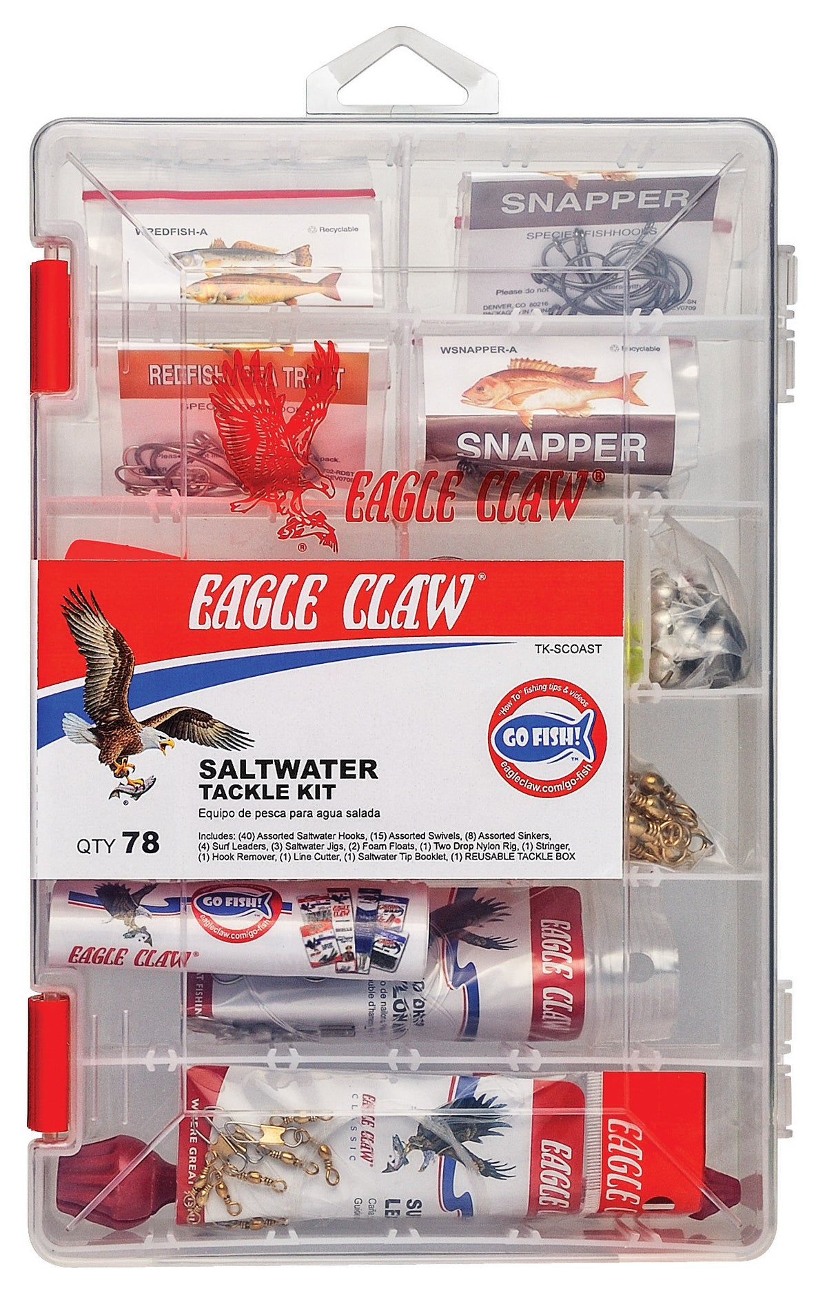 Eagle Claw 78 Piece Go Fish Saltwater Tackle Kit