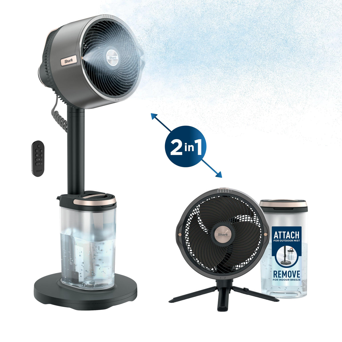Shark FlexBreeze Pro Mist Indoor & Outdoor Pedestal & Table Fan w/ Water Tank