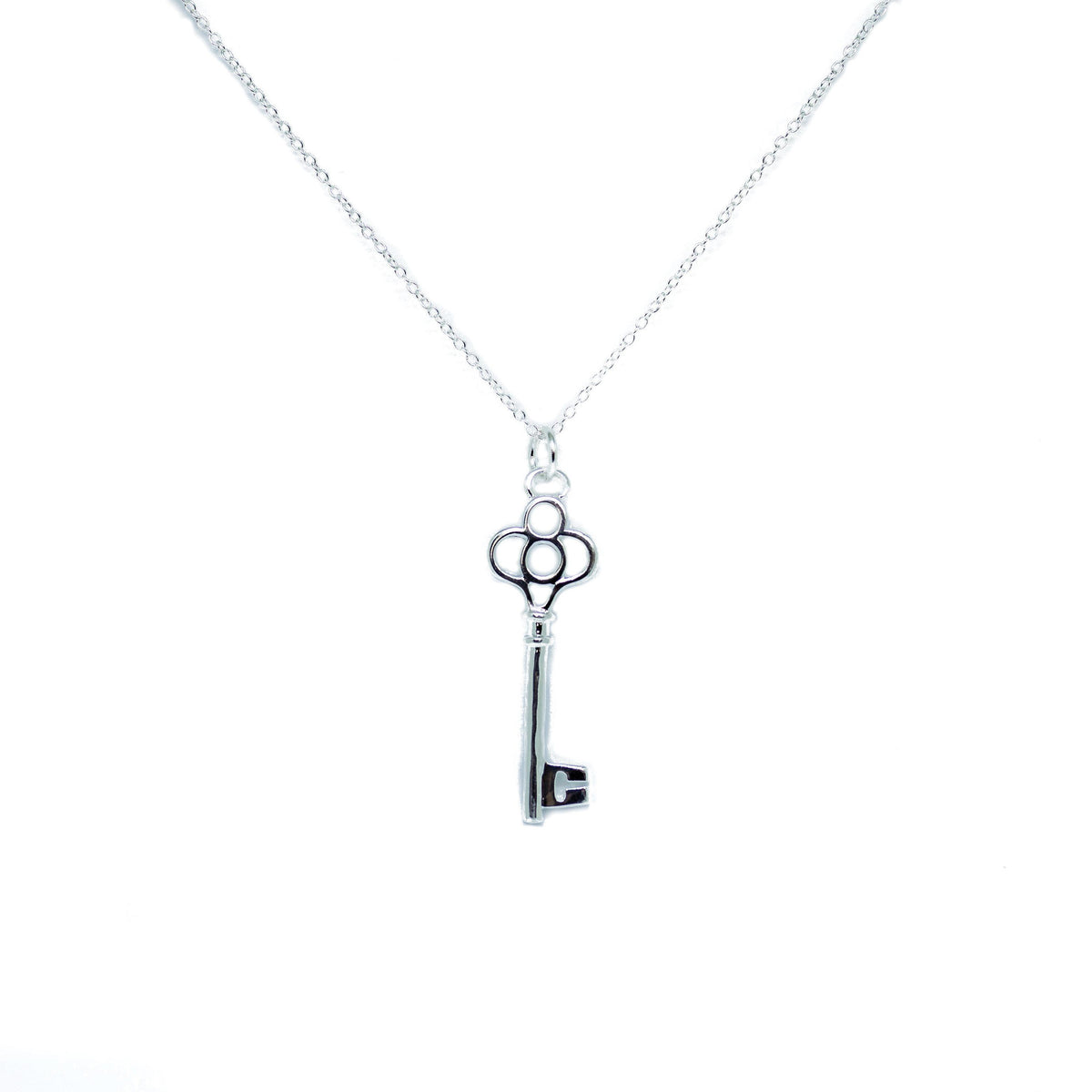 Completely Bella Gothic Key Pendant Necklace in Silver