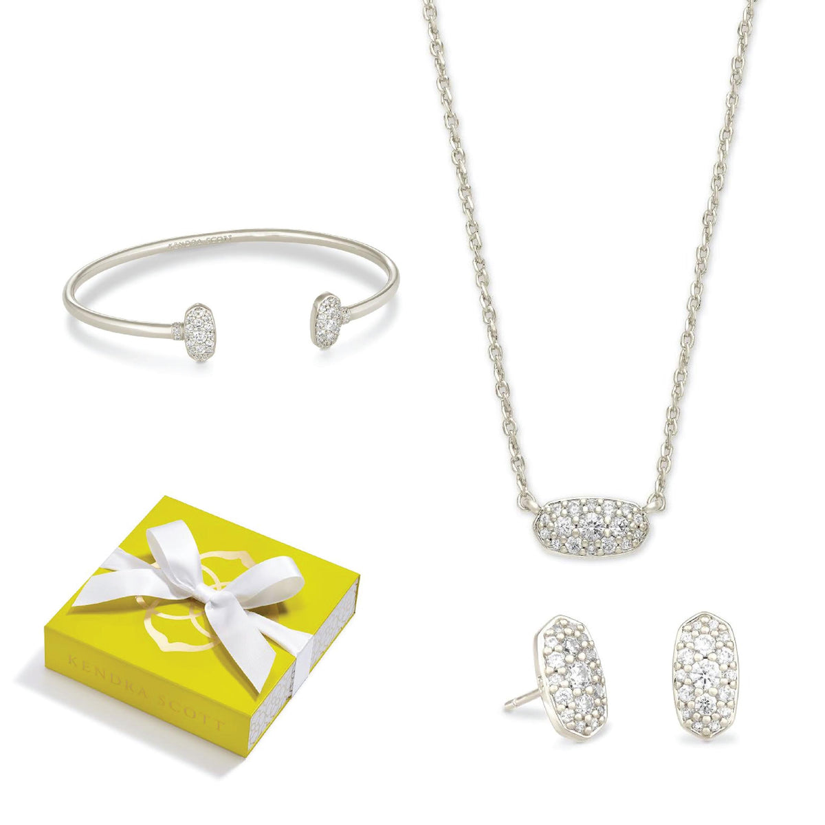 Kendra Scott Grayson Silver Crystal 3pc Set
