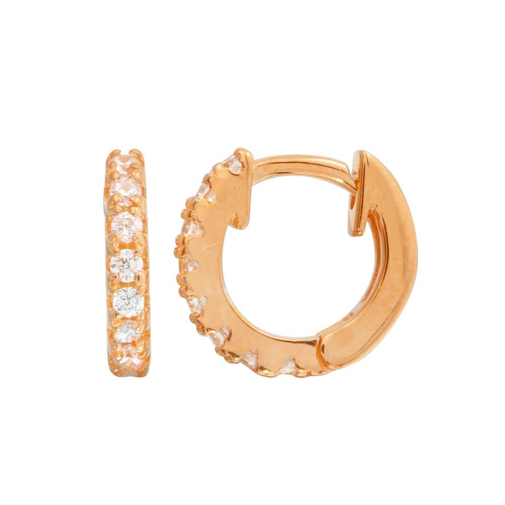 PARIKHS Rose Gold Plated CZ Huggie Earring in 925 Sterling Silver - 9.3MM