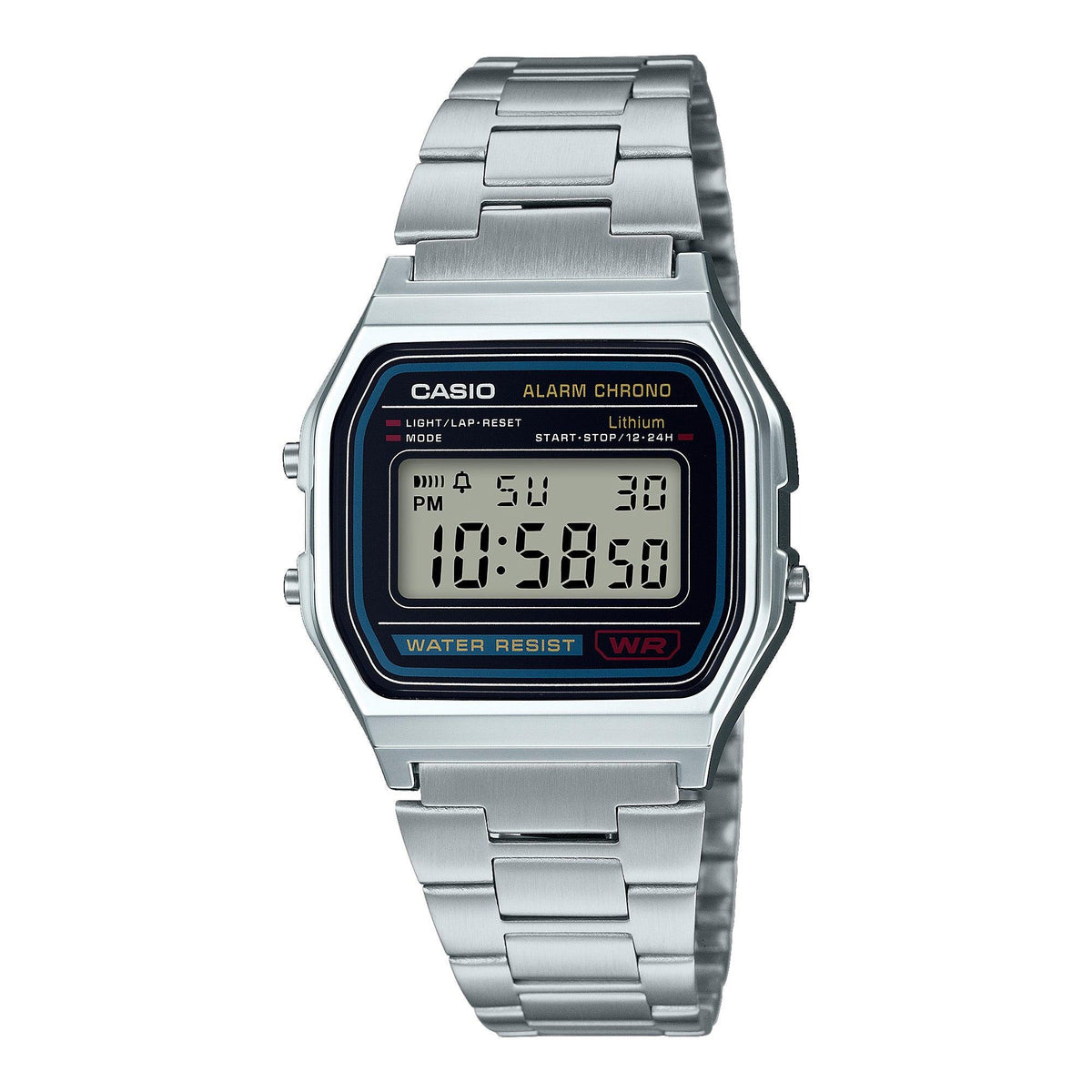 Casio Unisex Vintage Digital Silver-Tone Stainless Steel Watch