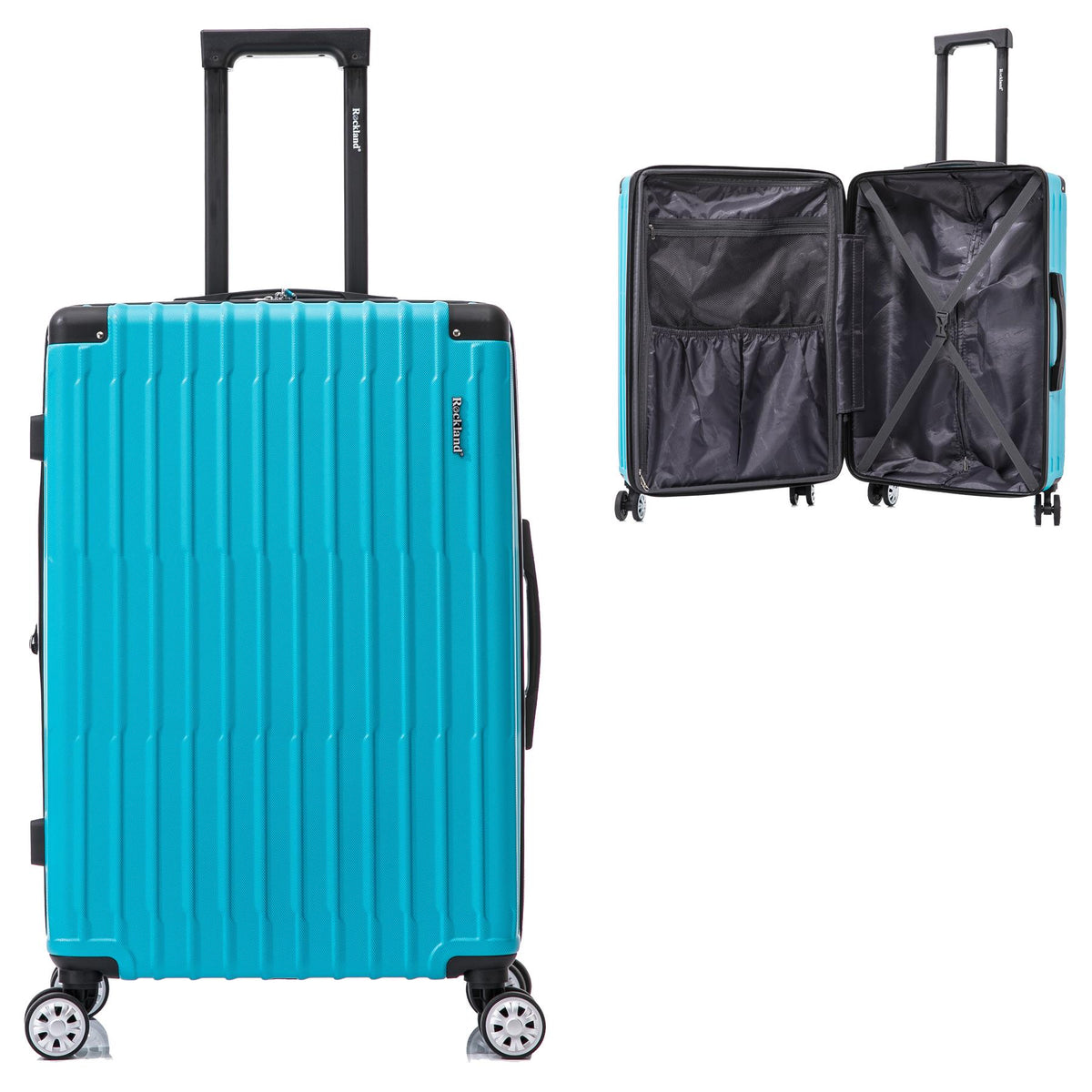 Rockland Luggage Napa Valley 20" Expandable ABS Uright Spinner & 14" Tote - Turquoise