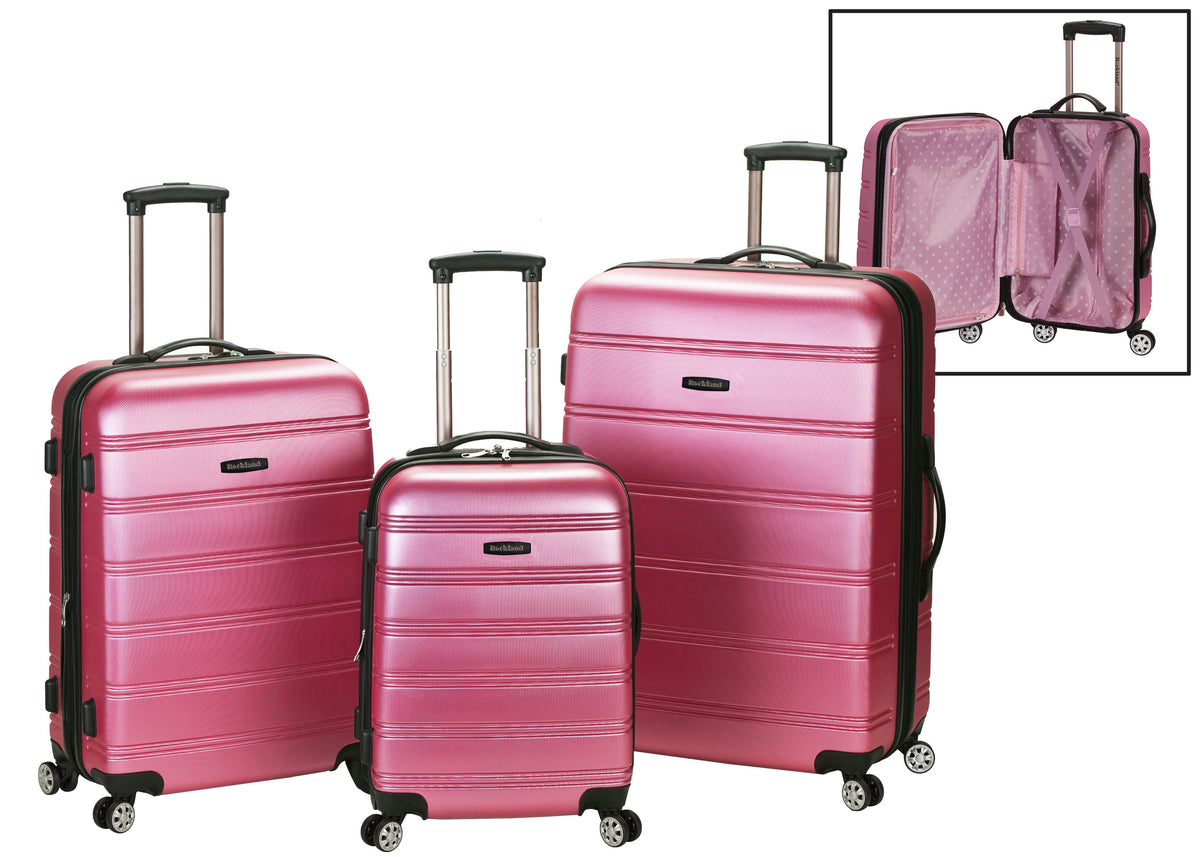 Rockland Luggage Melbourne, 3 pc. Molded Set - Pink